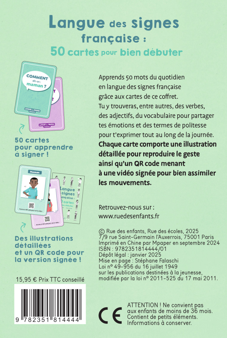 Langue des signes française : 50 cartes pour bien débuter - Thomas Tessier, Olivier Marchal, Thomas Tessier, Olivier Marchal - CTP RUE ENFANTS