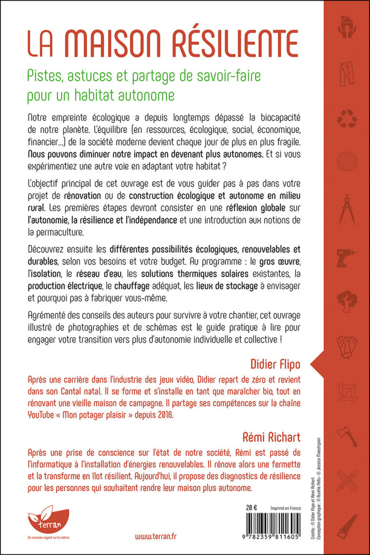 La maison résiliente - Pistes, astuces et partage de savoir-faire pour un habitat autonome - Didier Flipo, Rémi Richart - DE TERRAN