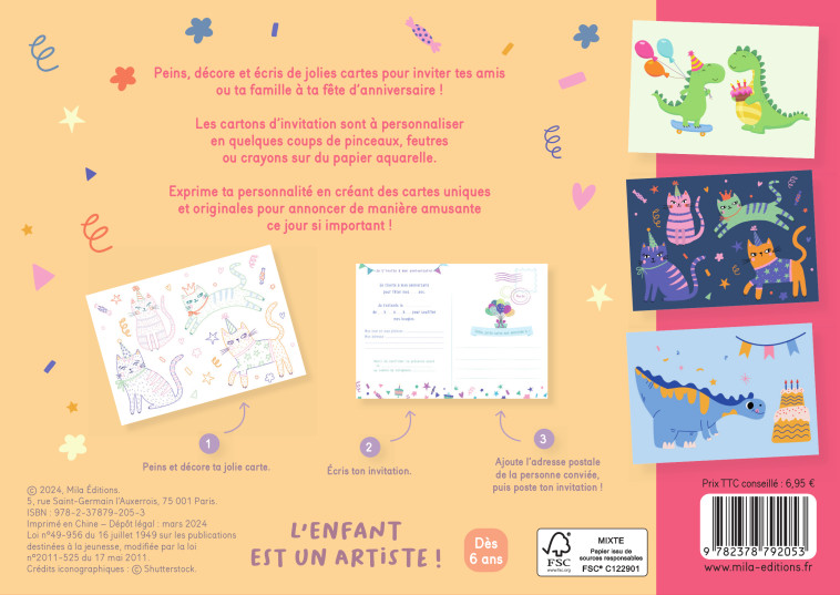 Mes belles cartes à décorer - Je t’invite à mon anniversaire -  Collectif,  Collectif - MILA