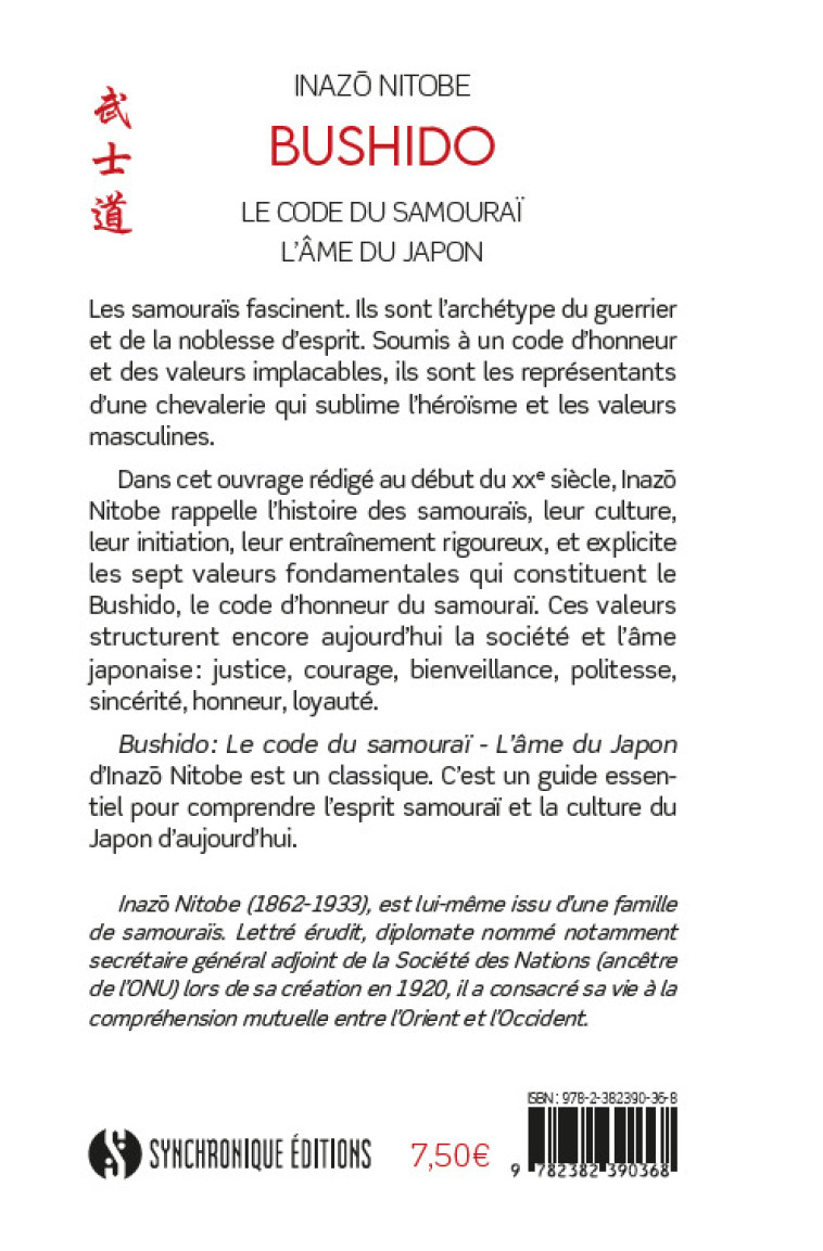 Bushido - Le Code du Samouraï - Inazo Nitobe, Inazo Nitobe - SYNCHRONIQUE