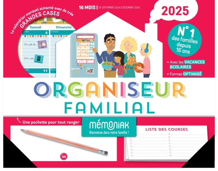 Organiseur familial Mémoniak 2025, calendrier organisation familial mensuel (sept. 2024- déc. 2025) - Nesk Nesk,  Nesk - 365 PARIS