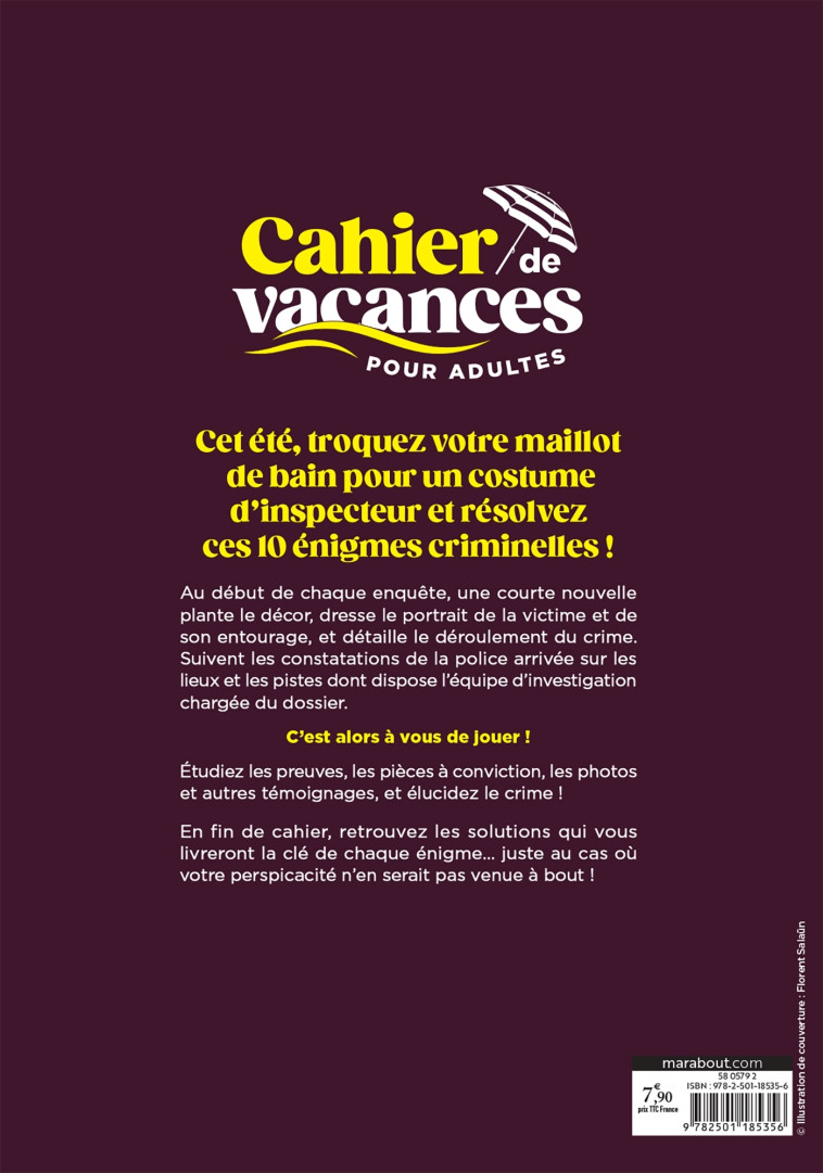 Cahier de vacances - Enquêtes criminelles - Stéphanie Bouvet - MARABOUT