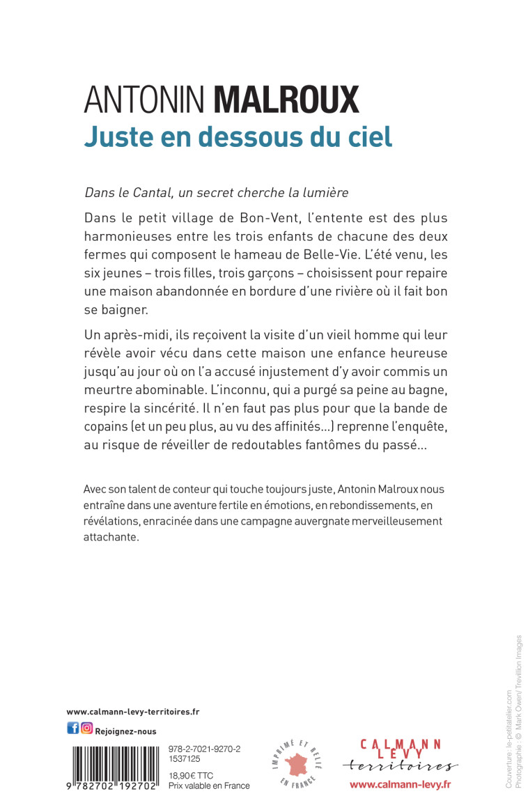Juste en dessous du ciel - Antonin Malroux - CALMANN-LEVY