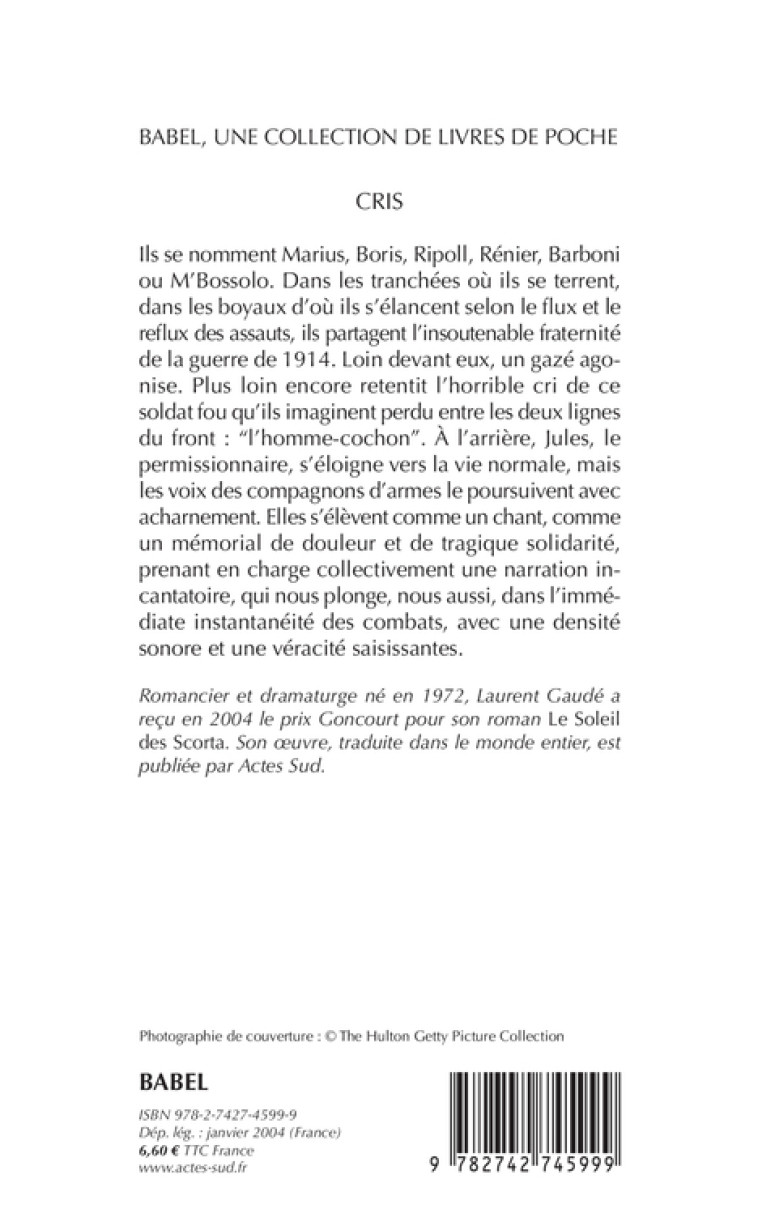 Cris - Laurent Gaudé, Laurent Gaudé - ACTES SUD