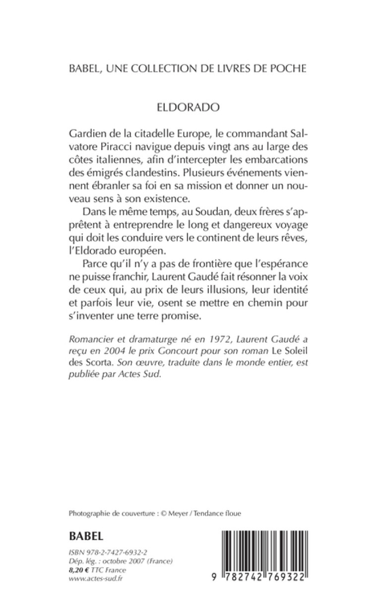 Eldorado - Laurent Gaudé, Laurent Gaudé - ACTES SUD