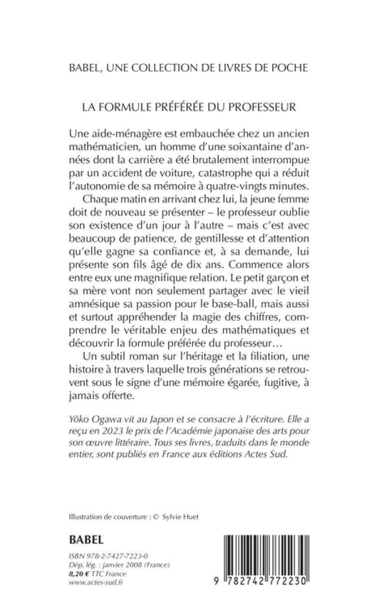 La Formule préférée du professeur - Yôko Ogawa, Rose-Marie Makino-Fayolle - ACTES SUD
