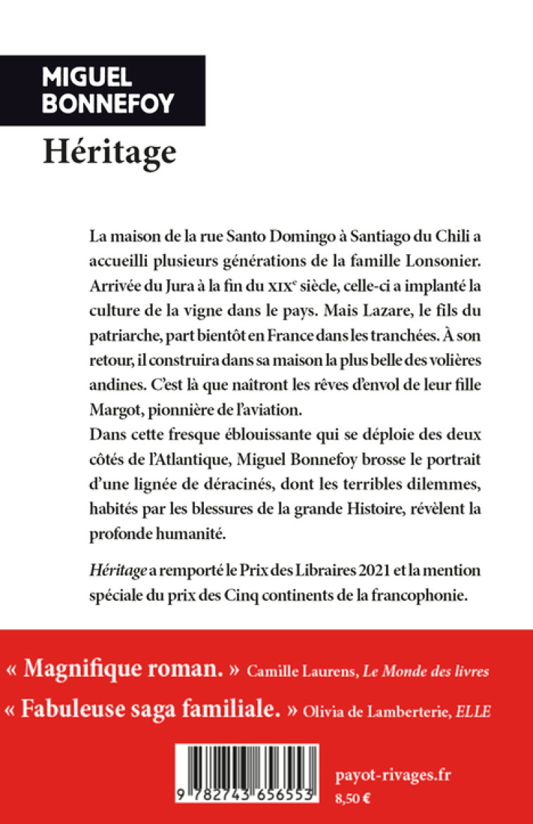 Héritage - Miguel Bonnefoy, Miguel Bonnefoy - RIVAGES