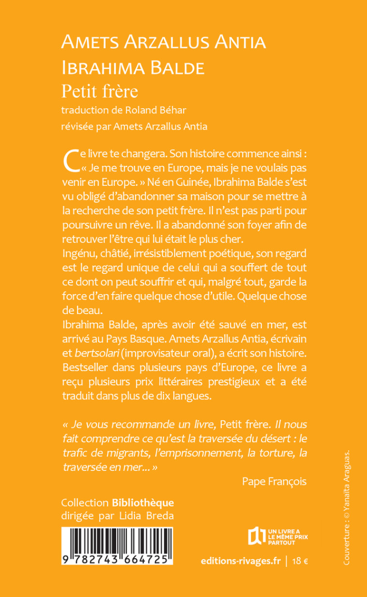 Petit frère - Amets Arzallus Antia, Ibrahima Baldé, Roland Béhar - RIVAGES