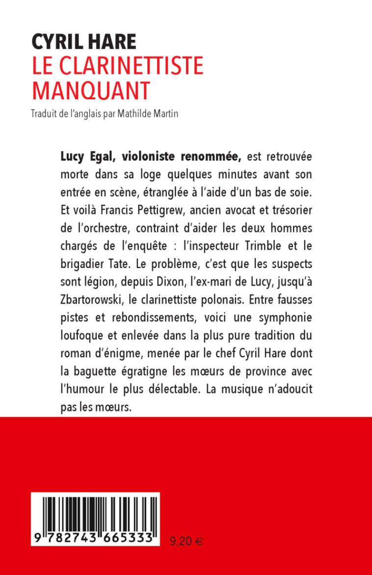 Le Clarinettiste manquant - Cyril Hare, Mathilde Martin, François Guérif, Cyril Hare, Mathilde Martin, François Guérif - RIVAGES