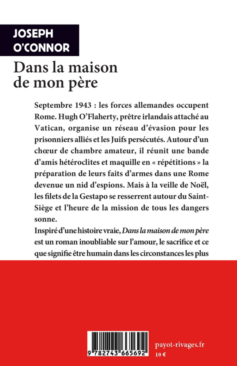 Dans la maison de mon père - Joseph O'Connor, Carine Chichereau, Joseph O'Connor, Carine Chichereau - RIVAGES