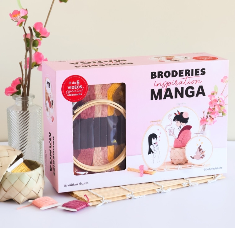 Coffret broderies inspiration MANGA - Faustine Mezy, Faustine Mezy - DE SAXE