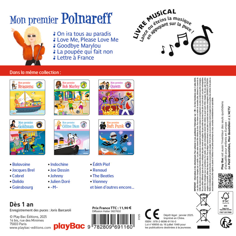 Livre musical - Mon premier Polnareff - Mélanie Grandgirard, Mélanie Grandgirard - PLAY BAC