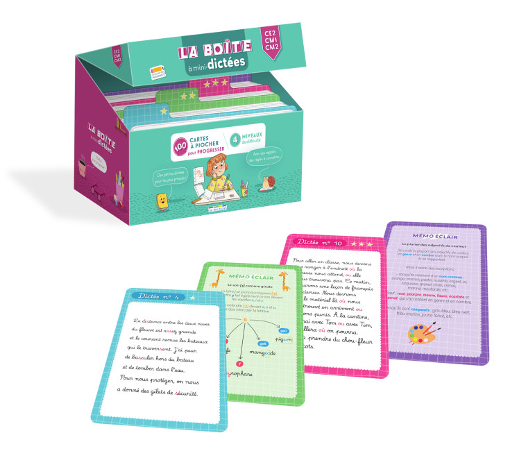La boîte à mini-dictées - CE2-CM1-CM2 - Camille  Denoël, Barbara Remy, Camille  Denoël, Barbara Remy - RUE DES ECOLES