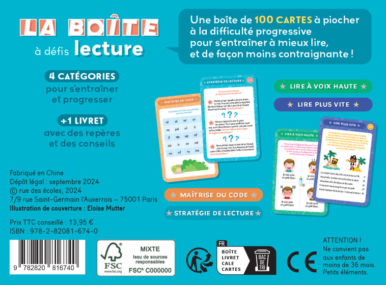 La boîte à défis lecture : lire mieux et plus vite - CP-CE1 - Camille  Denoël, Marlen Géhin, Camille  Denoël, Marlen Géhin - RUE DES ECOLES
