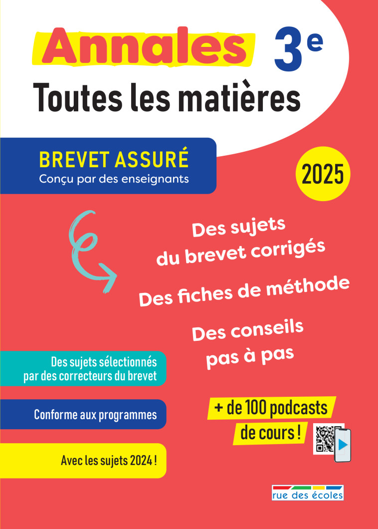 Brevet assuré - Annales - Toutes les matières - 3e - 2025 -  Collectif,  Collectif - RUE DES ECOLES