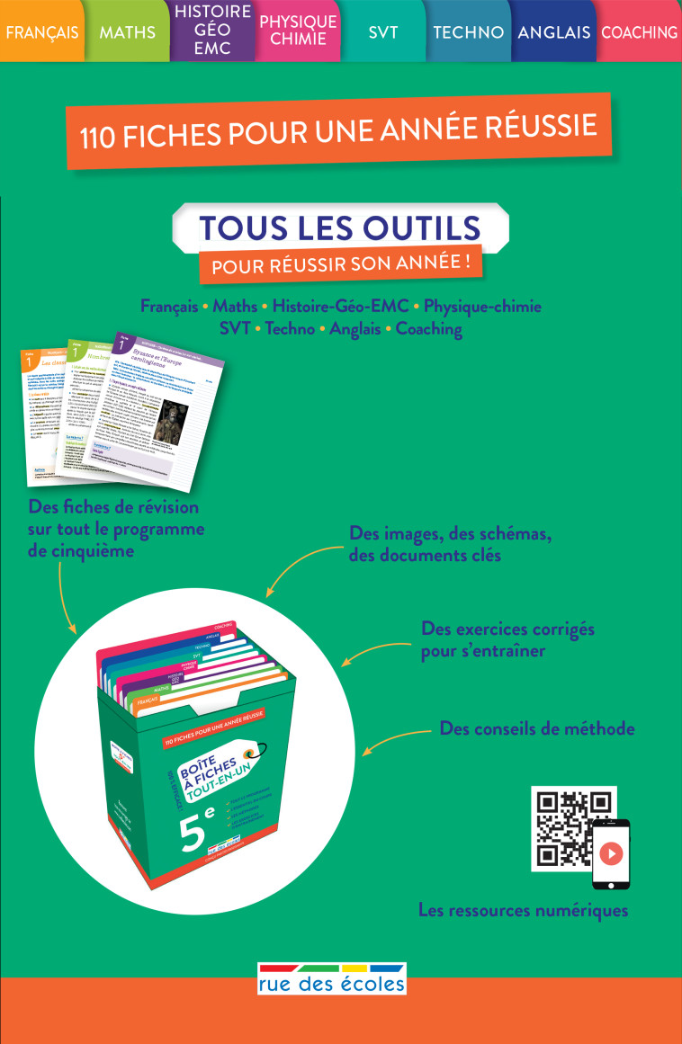 Boîte à fiches Tout-en-un 5e -  Collectif - RUE DES ECOLES