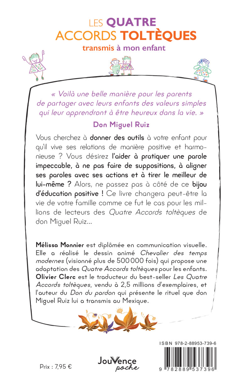 Les Quatre Accords toltèques transmis à mon enfant - Mélissa Monnier, Olivier Clerc - JOUVENCE