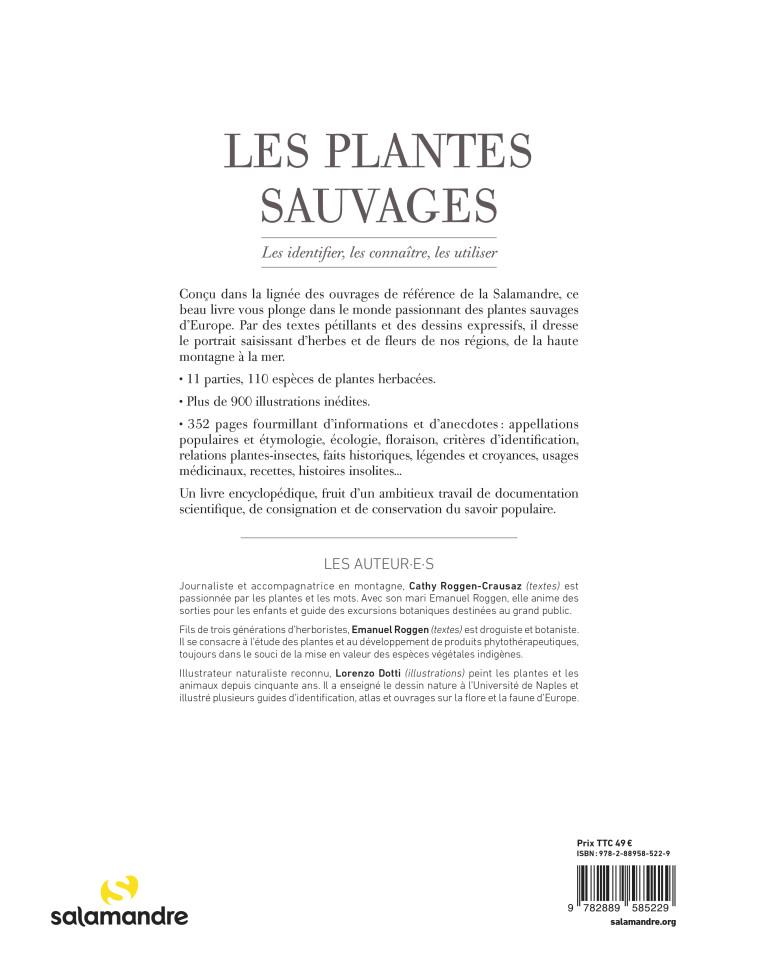 Les plantes sauvages - Lorenzo Dotti, Cathy Roggen-crausaz, Emanuel Roggen - LA SALAMANDRE