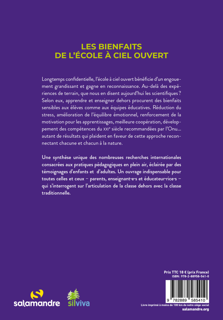 Les bienfaits de l'école à ciel ouvert - Anne Lamy, Diane Galbaud, Sabine Muster, Diane Galbaud du Fort, Sabine Muster-brüschweiler, Océane Mecklemberg - LA SALAMANDRE