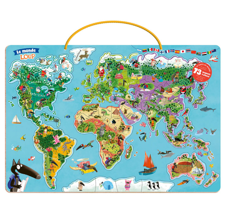 Ma carte du monde magnétique en puzzle - Je découvre le monde avec Loup - Orianne Lallemand, Éléonore THUILLIER, Orianne Lallemand, Éléonore THUILLIER - AUZOU