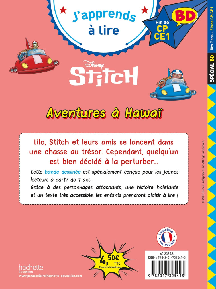 Disney BD Fin de CP - CE1 - Lilo & Stitch - Aventures à Hawaï - Isabelle Albertin - HACHETTE EDUC