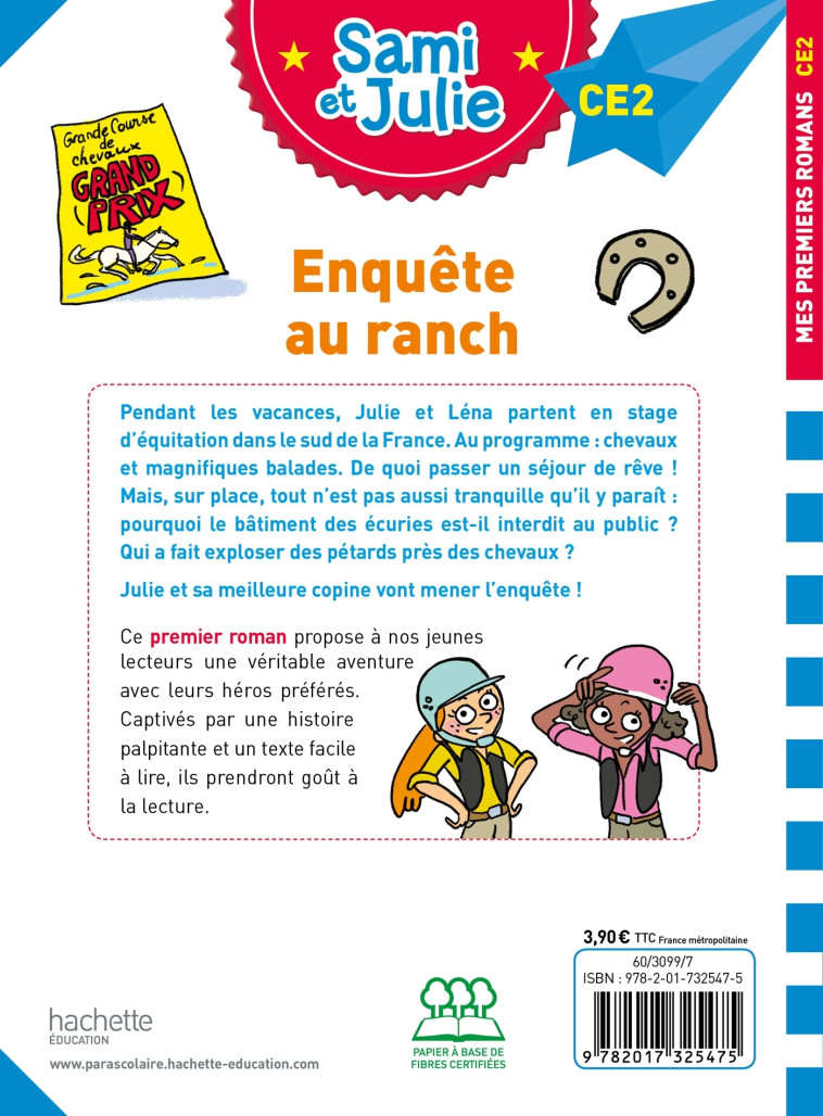 Sami et Julie Roman CE2 - Enquête au ranch - Sophie De Mullenheim - HACHETTE EDUC