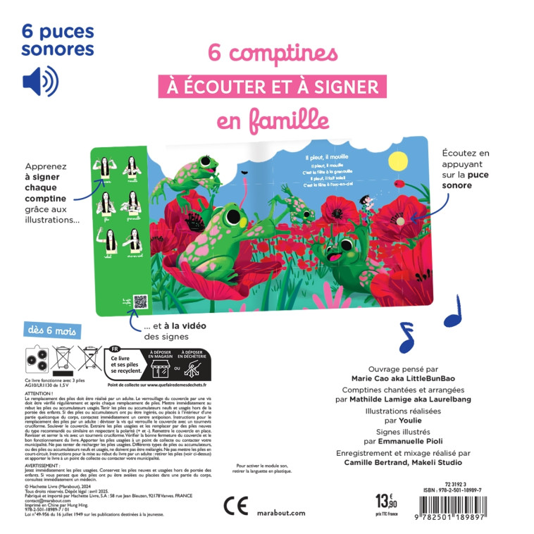 Mes comptines à écouter et à signer vol. 2 - Marie Cao - MARABOUT
